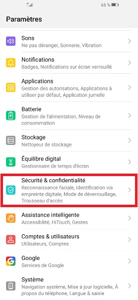 Changer votre code PIN de son Huawei Y6 2019